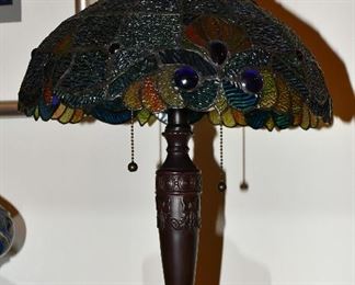 Tiffany Style Lamp with heavy bronze base. 20 inches tall x 14 wide. Was $295, now $95.