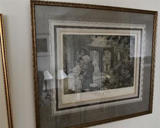 Etching from 1922 by Ferinand Staeger. Frame is 21 x 18.5. Mat opening is 12.25 x 8.5. Was $375, now $195.