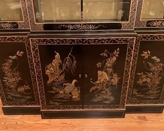 STUNNING EBONIZED CHINOISERIE STYLING WITH BLACK AND GOLD MOTIFS, MADE IN NORTH CAROLINA! OUR PRICE $1195.00