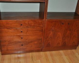GORGEOUS WALNUT BASES ON THE WALL UNITS, 2 DOOR CABINET AND A 4 DRAWER 