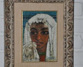 ARMENIAN GIRL SIGNED BY DETROIT ARTIST SARKIS SARKISIAN, DOUBLE MATTED AND FRAMED. ARTWORK IS 6.25 X 9" AND OVERALL IS 12" X 15". OUR PRICE $895.00