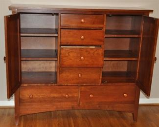 INTERIOR VIEW OF TH  ETHAN ALLEN NEW IMPRESSIONS TWO DOOR AND 6 DRAWER CHEST, 56"W X 18"D X 49.5'H. OUR PRICE $650.00 
