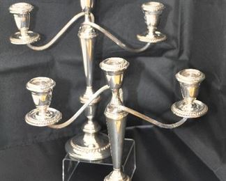 PRICE REDUCED!!  GORGEOUS PAIR OF VINTAGE ALVIN WEIGHTED STERLING SILVER THREE ARM CANDELABRAS, 12.5"H. OUR PRICE $275.00  