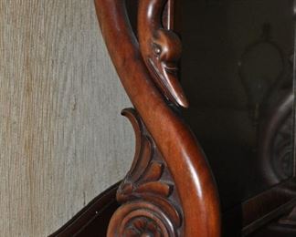AMAZING CARVED MAHOGANY SWAN SIDES ON THE MIRROR!