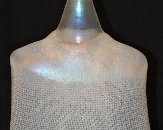 PRICE REDUCED!!  RARE MID CENTURY SIGNED KOSTA BODA GLASS VASE WITH WHITE IRIDESCENT OVERLAY DESIGNED BY ARTIST BERTIL VALLIEN VASE. 9.5” H X 6.5”W. OUR PRICE $95.00  