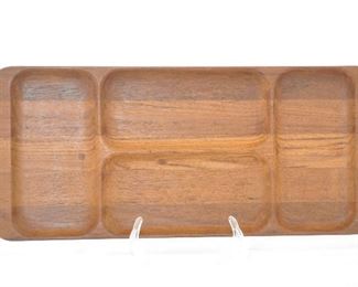 PRICE REDUCED! MID CENTURY TEAK DIVIDED TRAY, 19.5"W X 8.5"H. OUR PRICE $18.00  