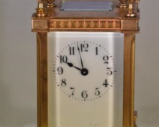 PRICE REDUCED!!  GORGEOUS ANTIQUE FRENCH SRFA 4.25"H CARRIAGE CLOCK WITH PORCELAIN DIAL, #220. OUR PRICE $225.00