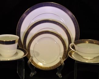 PRICE REDUCED!!  LOVELY SERVICE FOR 8 SEVEN PIECE PLACE SETTING ROYAL DOULTON "ROCHELLE". TWO SETS OF 8 AVAILABLE. OUR PRICE PER SET IS $495.00.