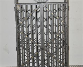 PRICE REDUCED!!  GREAT HEAVY WROUGHT IRON 88 BOTTLE FREE STANDING WINE HOLDER, 30”W x 69” H x 14.5”D. OUR PRICE $250.00