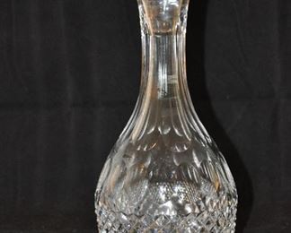PRICE REDUCED! VINTAGE 11.5” TALL CRYSTAL DECANTER WITH STOPPER, IN EXCELLENT CONDITION. OUR PRICE $50.00  