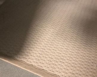 GREAT BEIGE TEXTURED AREA RUG WITH A COORDINATING BORDER. OUR PRICE $195.00