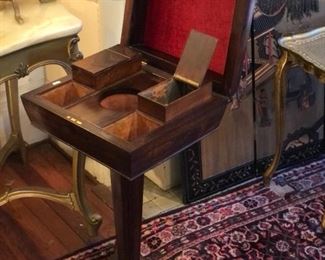 English rosewood tea caddy on wheels