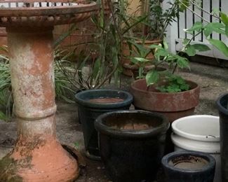 Birdbaths and pots