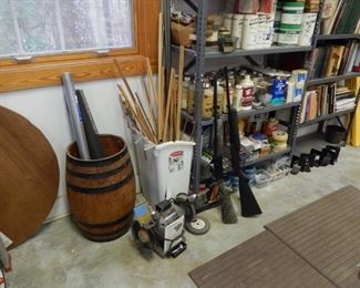 Wood barrel; misc.