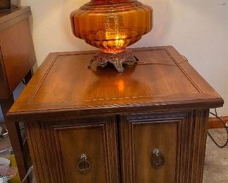 There are two of this kind of vintage amber glass table lamps