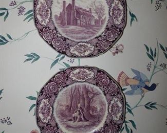 Purple Transferware Plates 