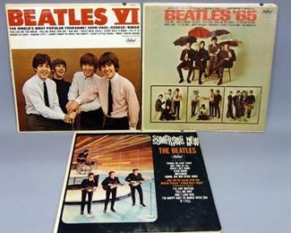 The Beatles '65, Beatles VI, Something New LP Vinyl Records Good To Very Good, Qty 3