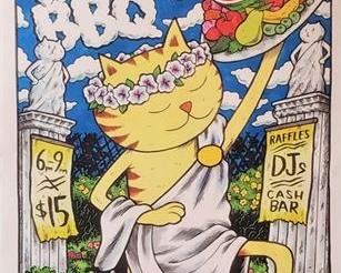 Lot 085
Jake Kelly Designed Poster - Waterloo Alley Cat - Vegetarian Vegan BBQ 2019
