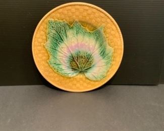 Basketweave plate with gold rim