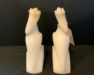 Solid marble Cockatoo book ends