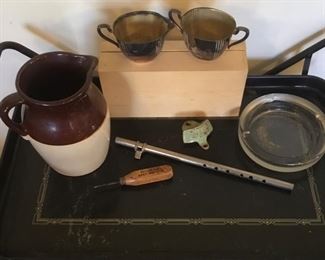 ICE PICK, PITCHER, FLUTE, COCA-COLA BOTTLE OPENER, VINTAGE ASH TRAY and CREAM/SUGAR