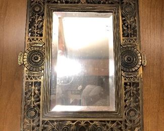 Victorian brass mirror