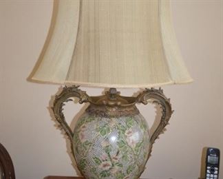 Beautiful Ceramic with Heavy Brass Accent Lamps (2)