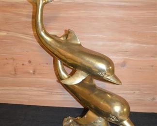 Brass Dolphin Statue