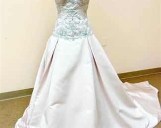 Casablanca Bridal Size 12 Pink Silver and Pearl Designer Wedding Gown