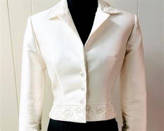 St. Patrick Size 10 White Designer Wedding Bridal Jacket Coat