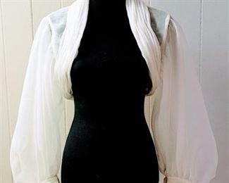 Pronovias Size 12 Off-White Designer Wedding Bridal Jacket Bolero with Long Sleeves