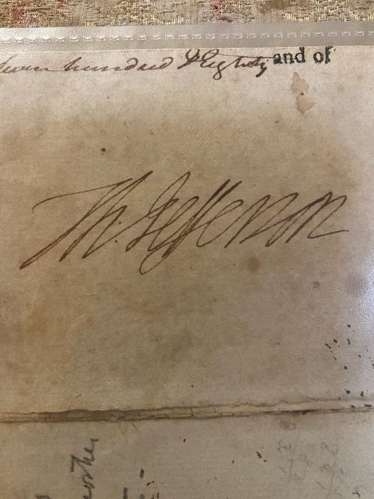 Authentic 1780 Thomas Jefferson Autographed/Signed Land Grant(Estate Find) 