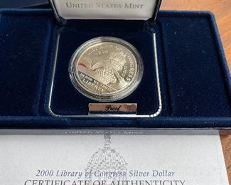 2000 Library of Congress Proof Silver Dollar