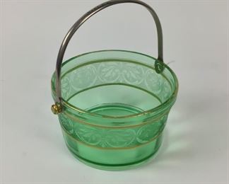 Green etched depression glass