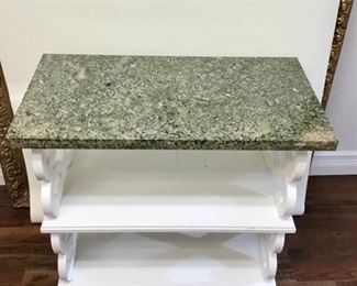 Stunning white painted wood carved island with granite top