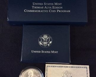 2004-P Uncirculated Commemorative 90% Silver Dollar, Thomas Alva Edison.