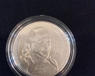 2006-P Uncirculated Commemorative 90% Silver Dollar, Benjamin Franklin "Founding Fathers".