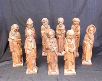 Nine wooden disciples