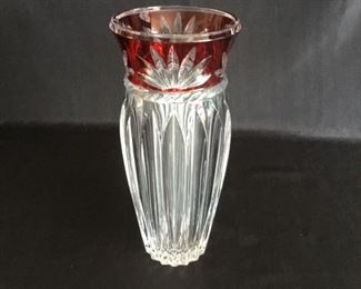 Lead glass vintage 1980s vase ruby red