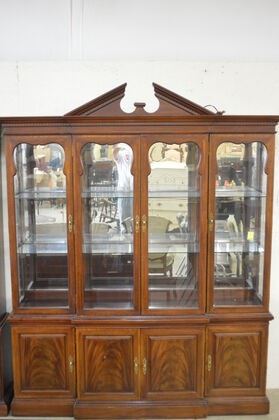 3801 2 pc Inlaid Mahogany China Cabinet