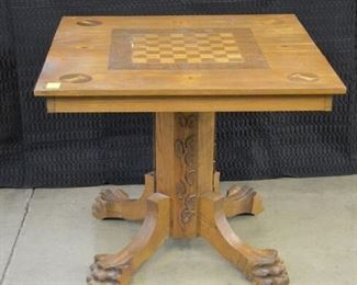 4661 Oak Game Table with Claw Feet