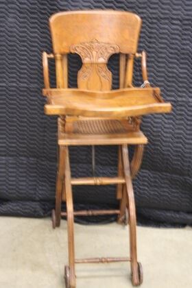 4671 Oak High Chair with Cane Seat