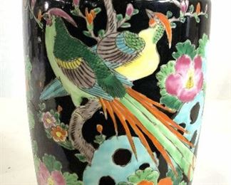 Vintage Japanese Bird Theme Ceramic Vase