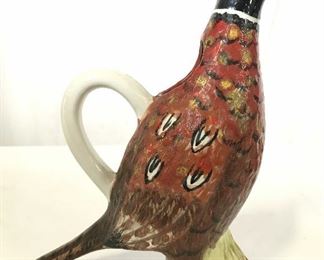 ITALY Hand Painted Porcelain Pheasant Pitcher