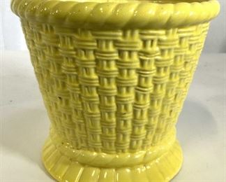 Glazed Yellow Ceramic Planter Cache Pot