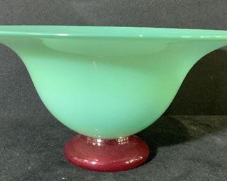 Handmade WILLA Signed Vintage Jadeite Glass Bowl