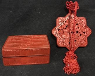 Cinnabar Toned Medallion & Trinket Box