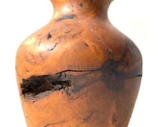 Signed AC Artisan Handcrafted Wooden Tabletop Vase