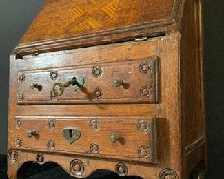 Antique Wooden Tabletop Secretary Desk Jewelry Box