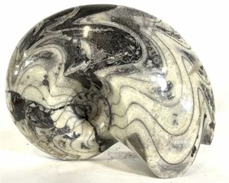 Large Carved Polished Marble Nautilus Sculpture
